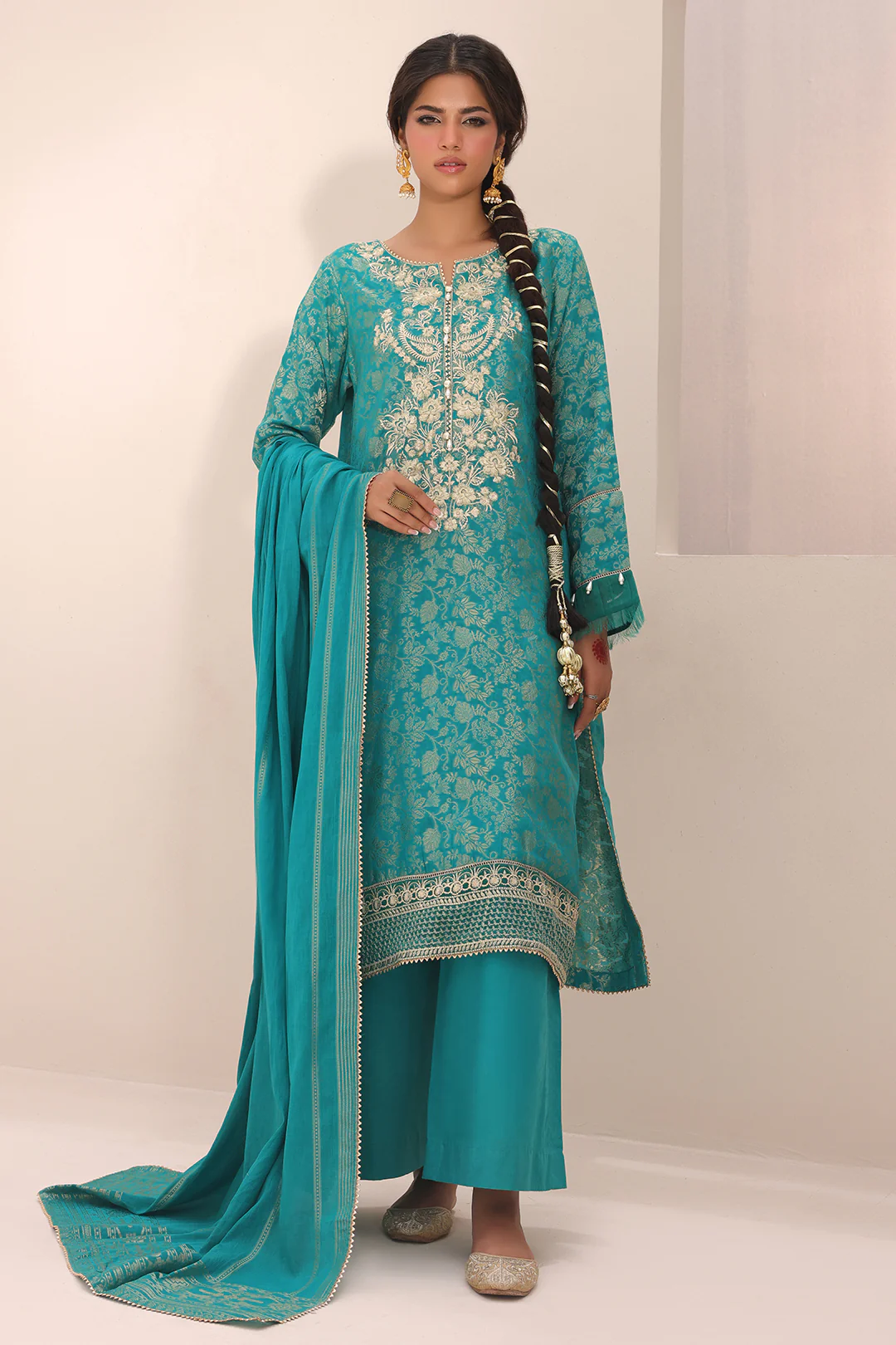 Embroidered Shirt Shalwar Dupatta - 1802 - Image 5