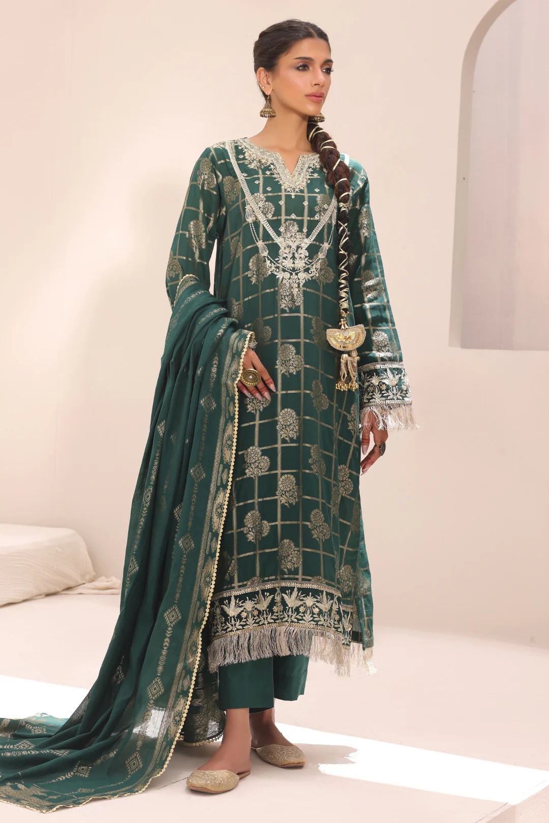 Embroidered Shirt Shalwar Dupatta - 1805 - Image 6