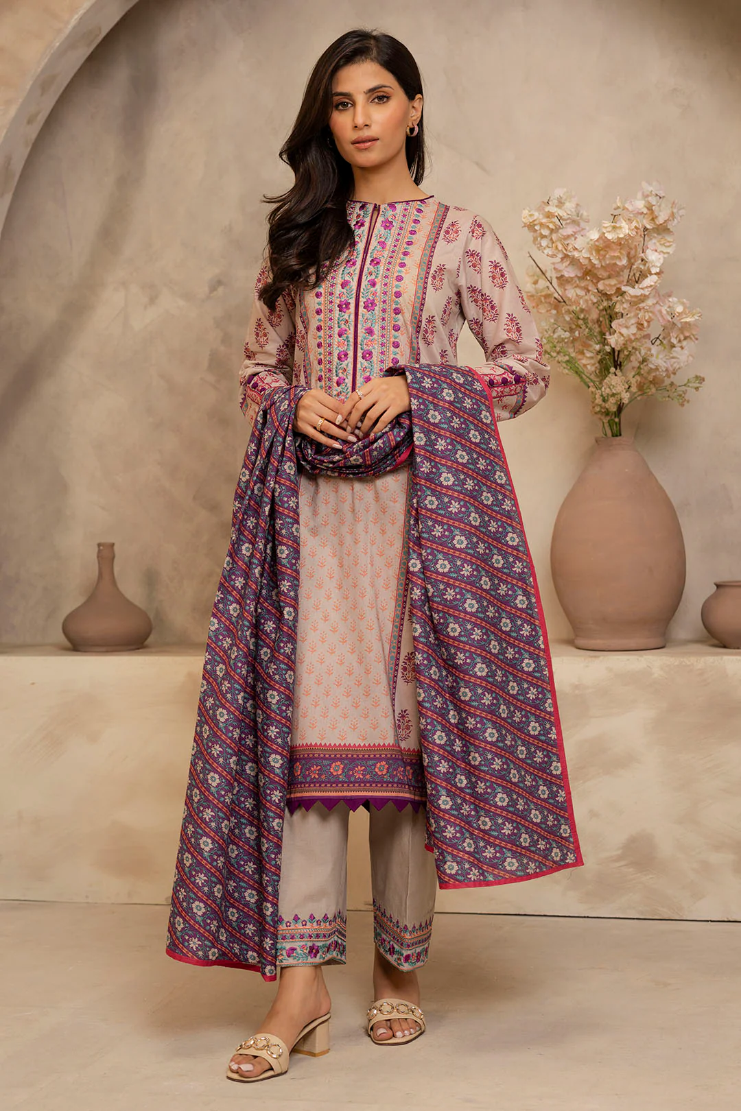 Embroidered Shirt Shalwar Dupatta - 0064 - Image 2