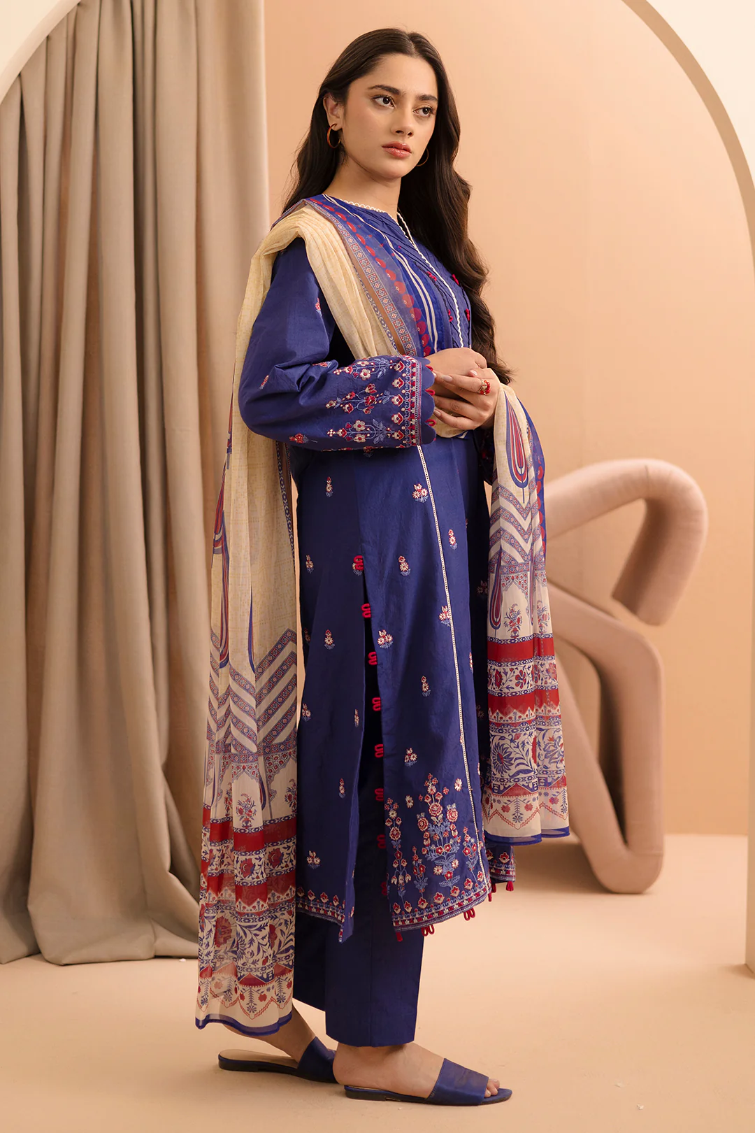 Embroidered Shirt Shalwar Dupatta - 0070 - Image 5