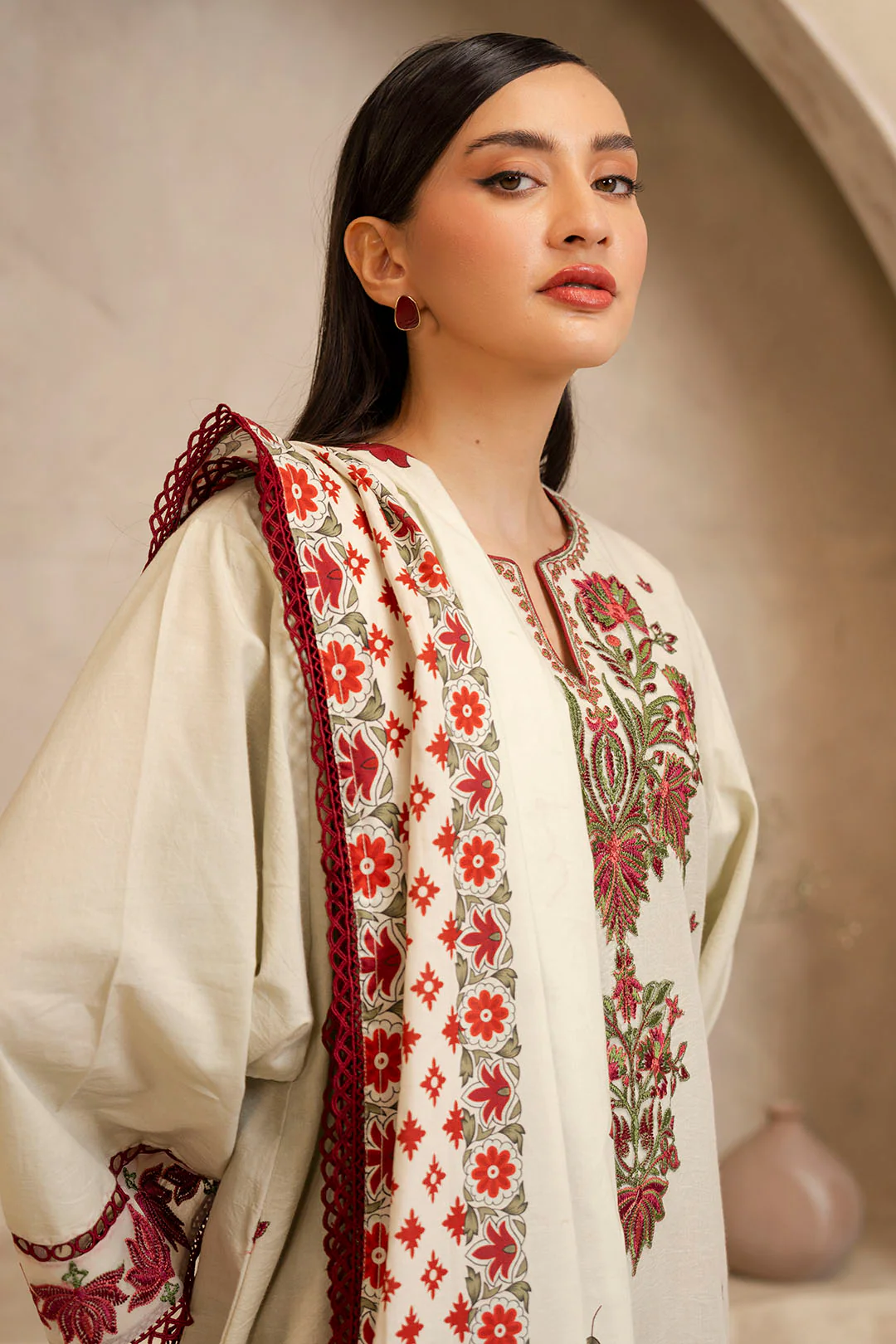 Embroidered Shirt Shalwar Dupatta - 0073 - Image 3