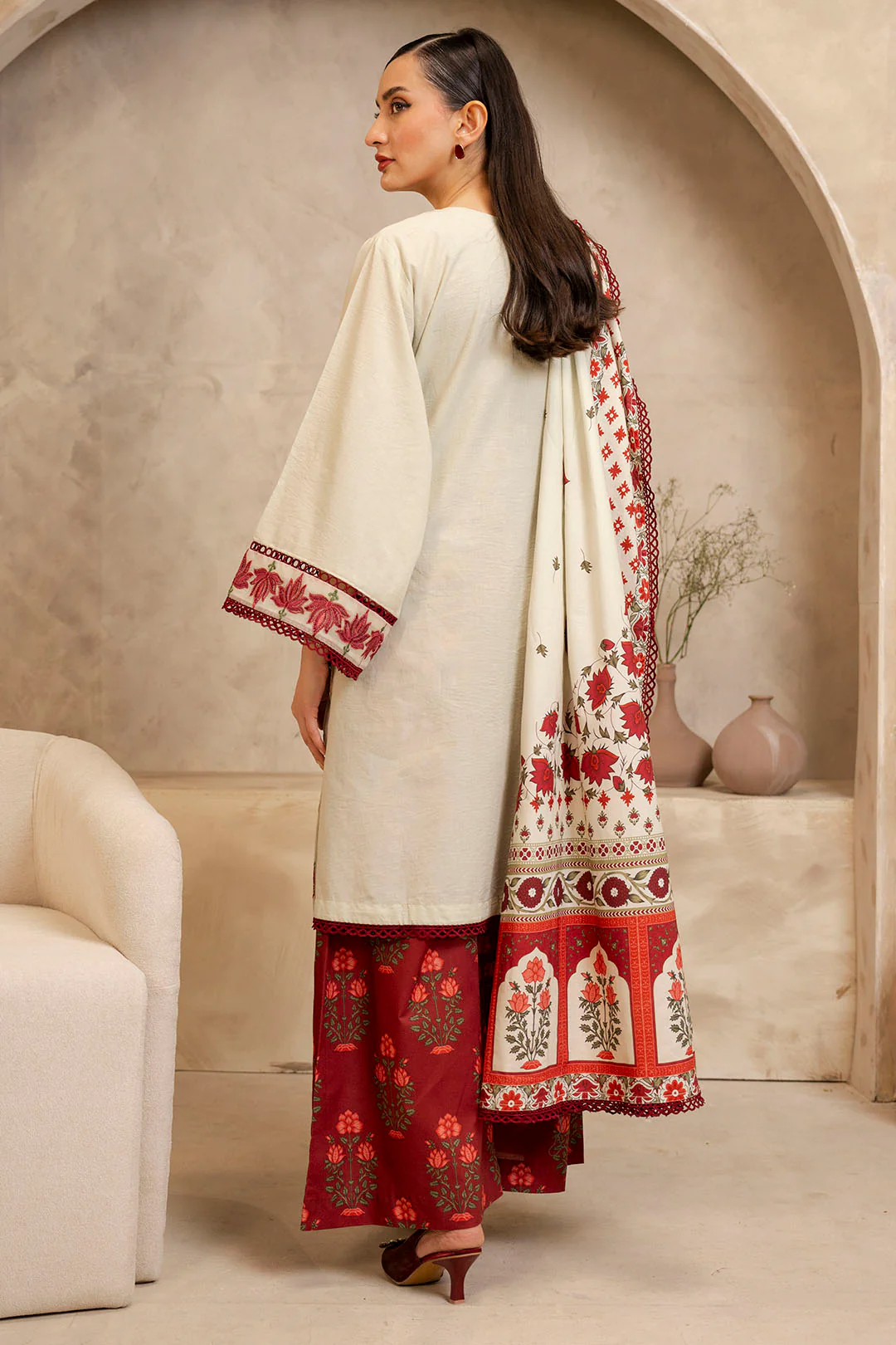 Embroidered Shirt Shalwar Dupatta - 0073 - Image 5