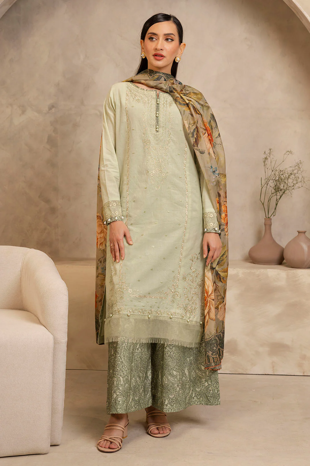 Embroidered Shirt Shalwar Dupatta - 0077 - Image 2