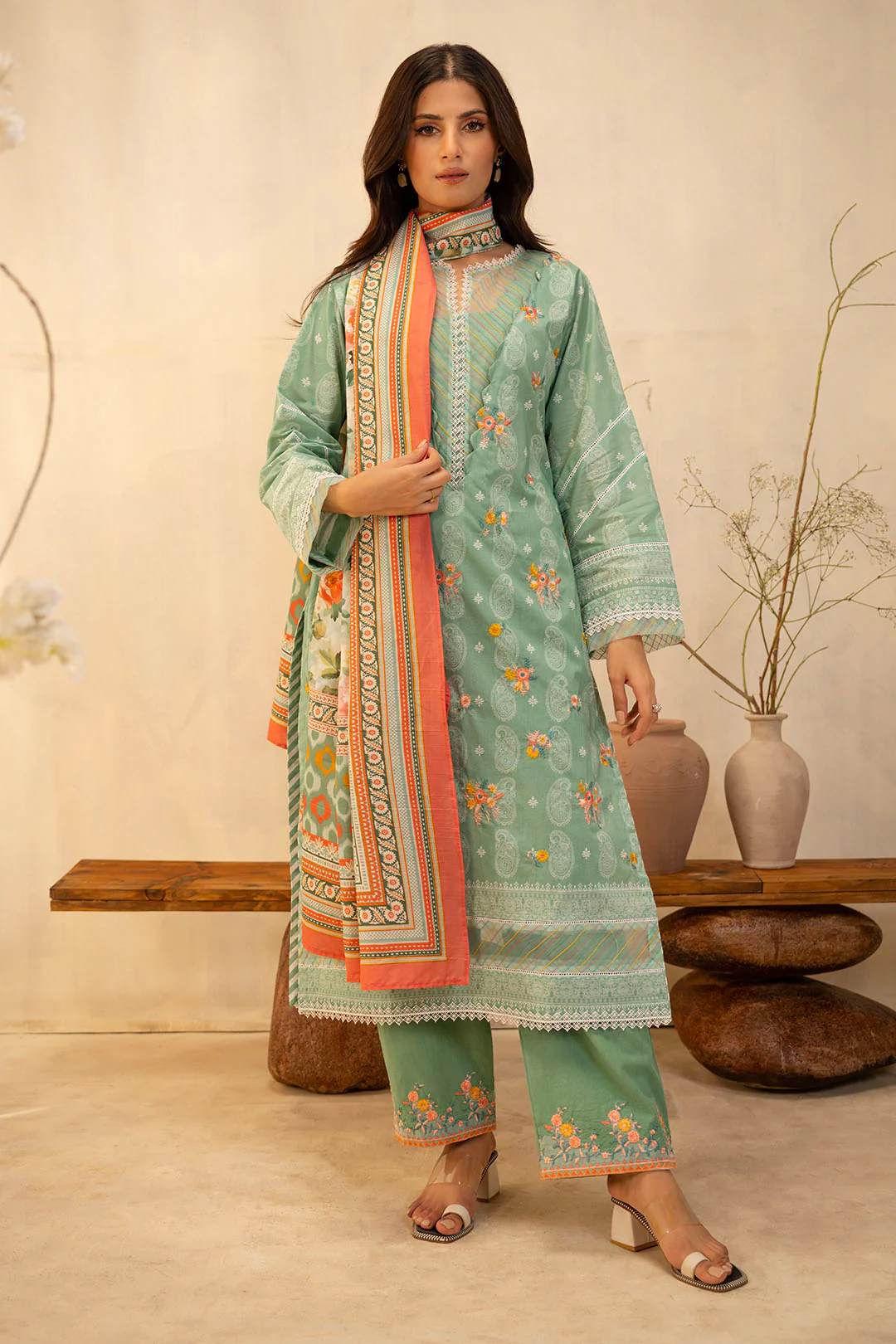 Embroidered Shirt Shalwar Dupatta - 0138 - Image 2
