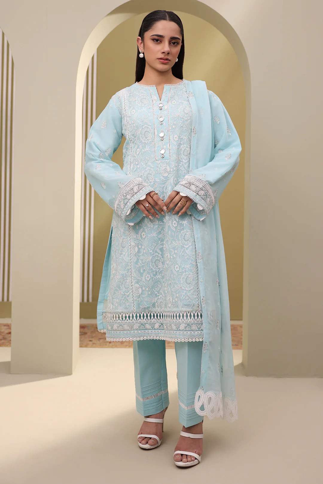 Embroidered Shirt Shalwar Dupatta - 0152 - Image 2
