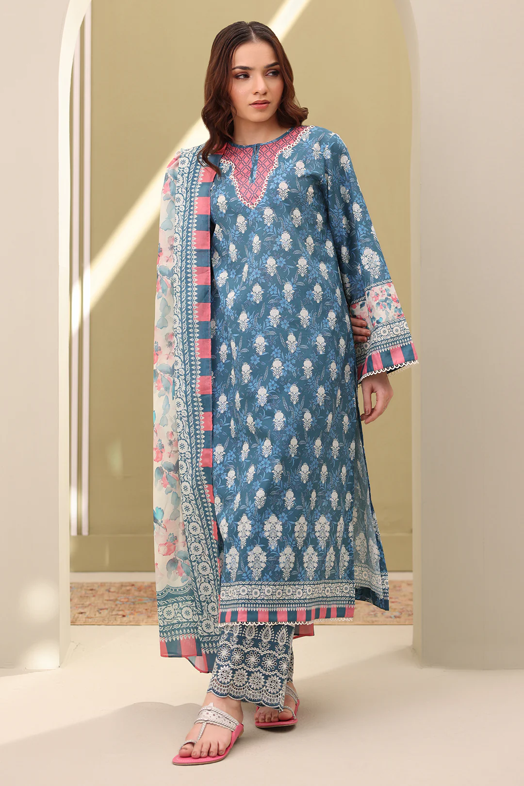 Embroidered Shirt Shalwar Dupatta - 0200 - Image 2