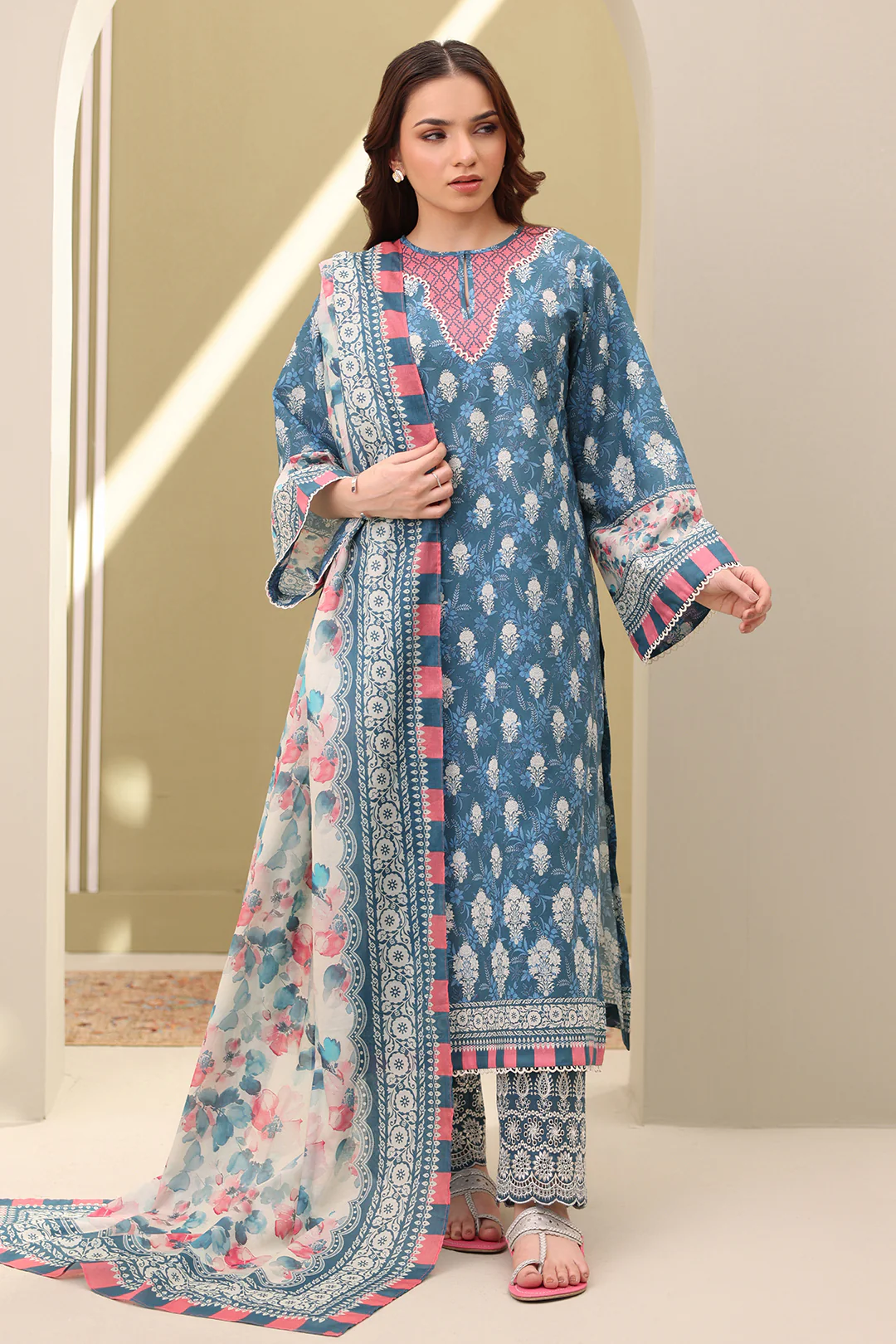 Embroidered Shirt Shalwar Dupatta - 0200 - Image 4