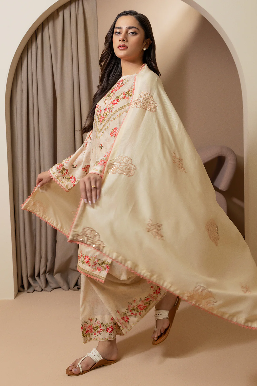 Embroidered Shirt Shalwar Dupatta - 0209 - Image 7