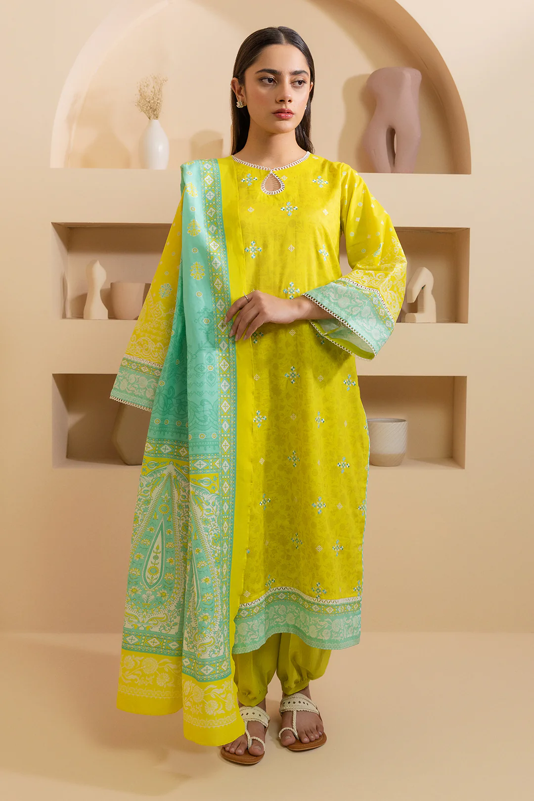Embroidered Shirt Shalwar Dupatta - 0210 - Image 2