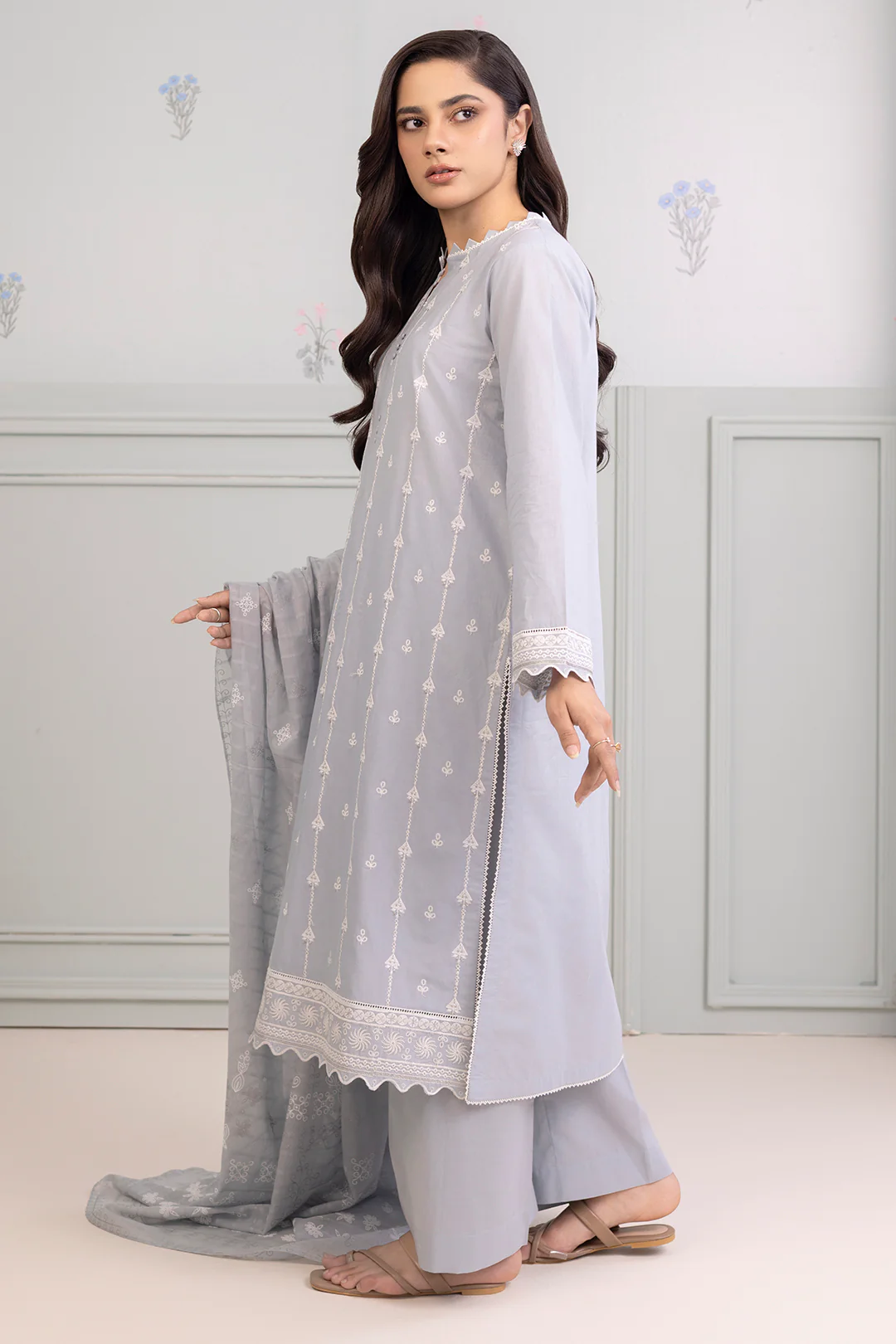 Embroidered Shirt Shalwar Dupatta - 0215 - Image 5