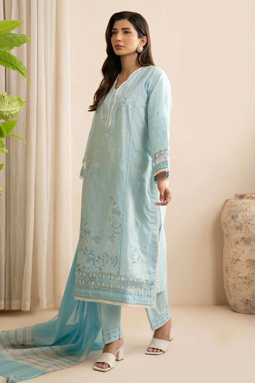 Embroidered Shirt Shalwar Dupatta - 0216 - Image 3