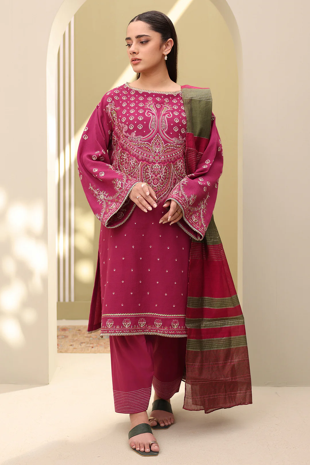 Embroidered Shirt Shalwar Dupatta - 0286 - Image 2
