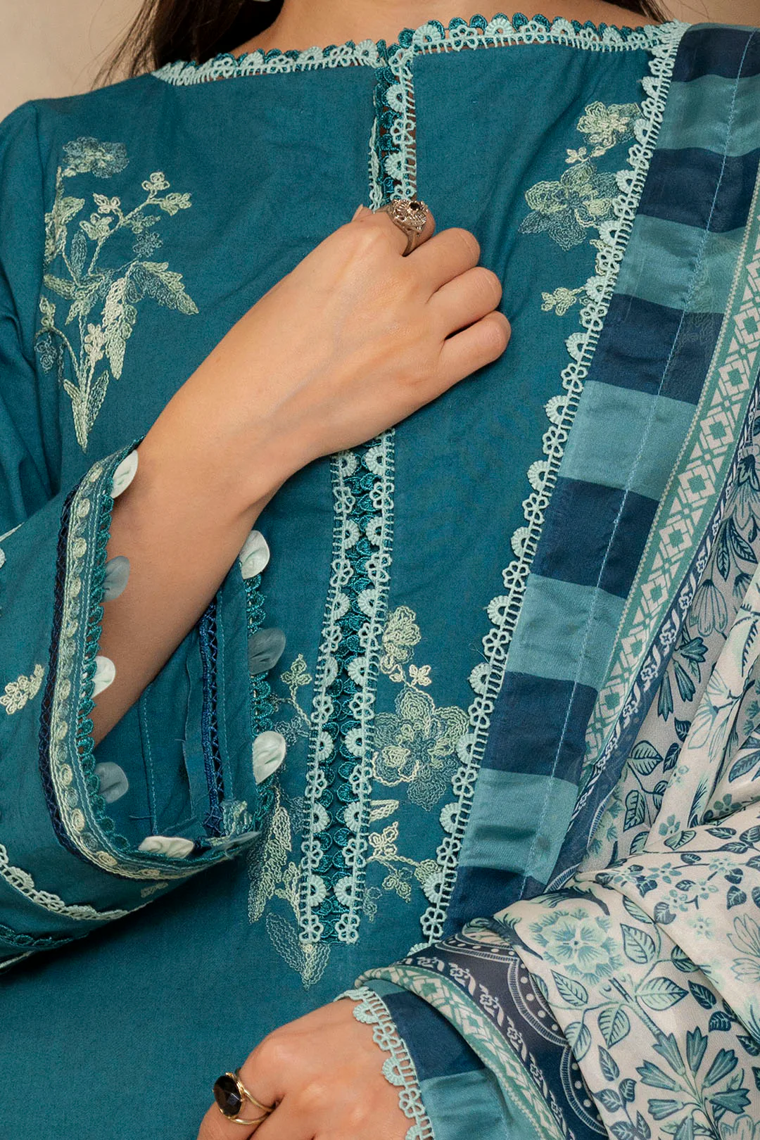 Embroidered Shirt Shalwar Dupatta - 0290 - Image 4