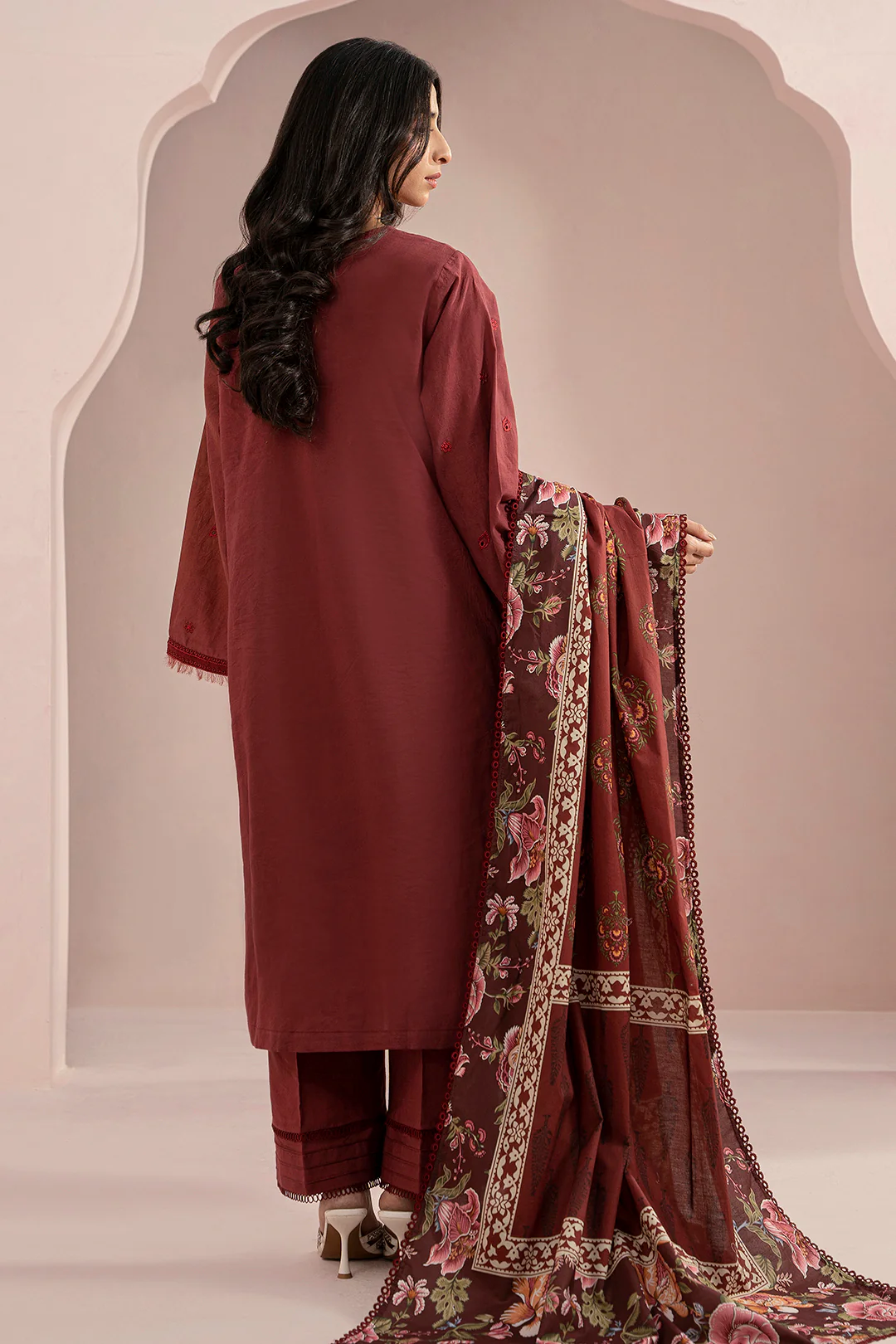 Embroidered Shirt Shalwar Dupatta - 0298 - Image 6