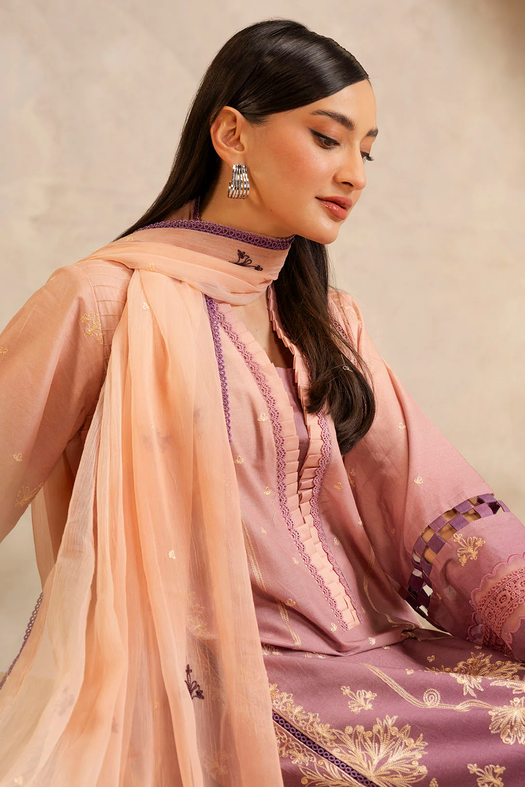 Embroidered Shirt Shalwar Dupatta - 0300 - Image 4