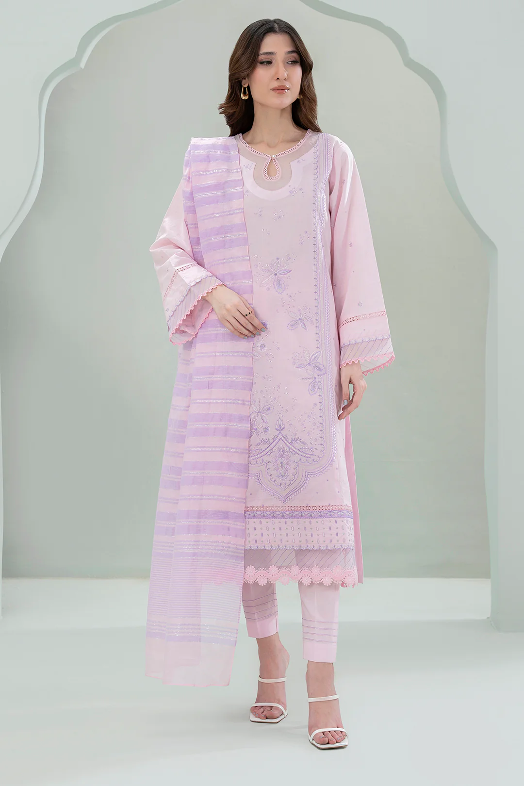Embroidered Shirt Shalwar Dupatta - 0350 - Image 6