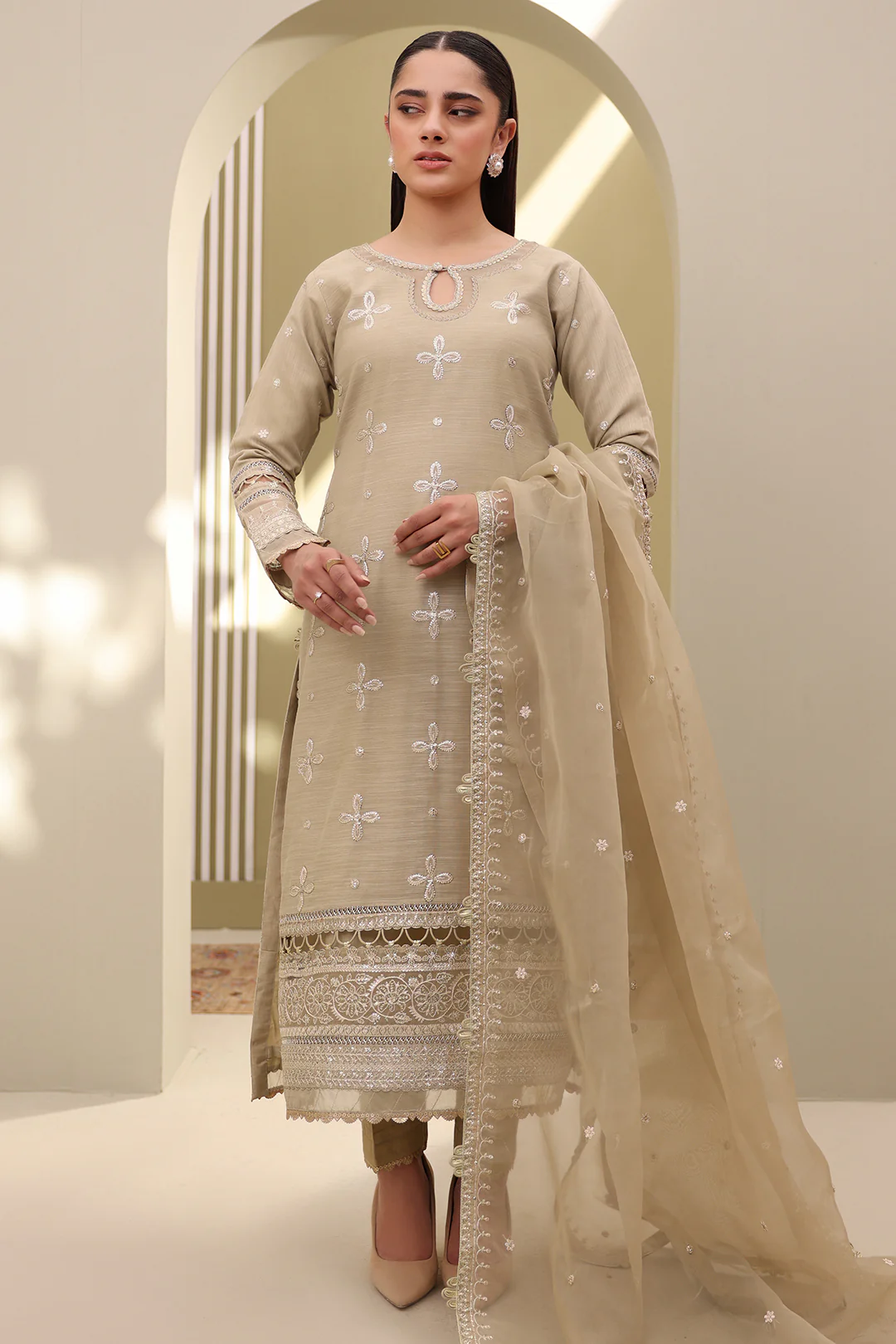 Embroidered Shirt Shalwar Dupatta - 0355 - Image 2