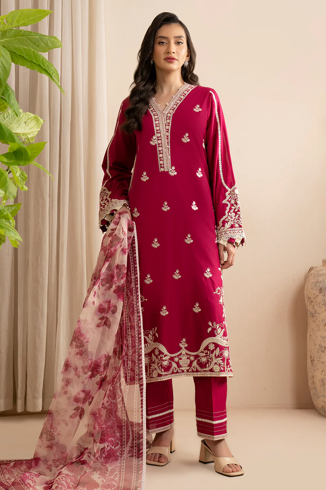 Embroidered Shirt Shalwar Dupatta - 0359 - Image 2