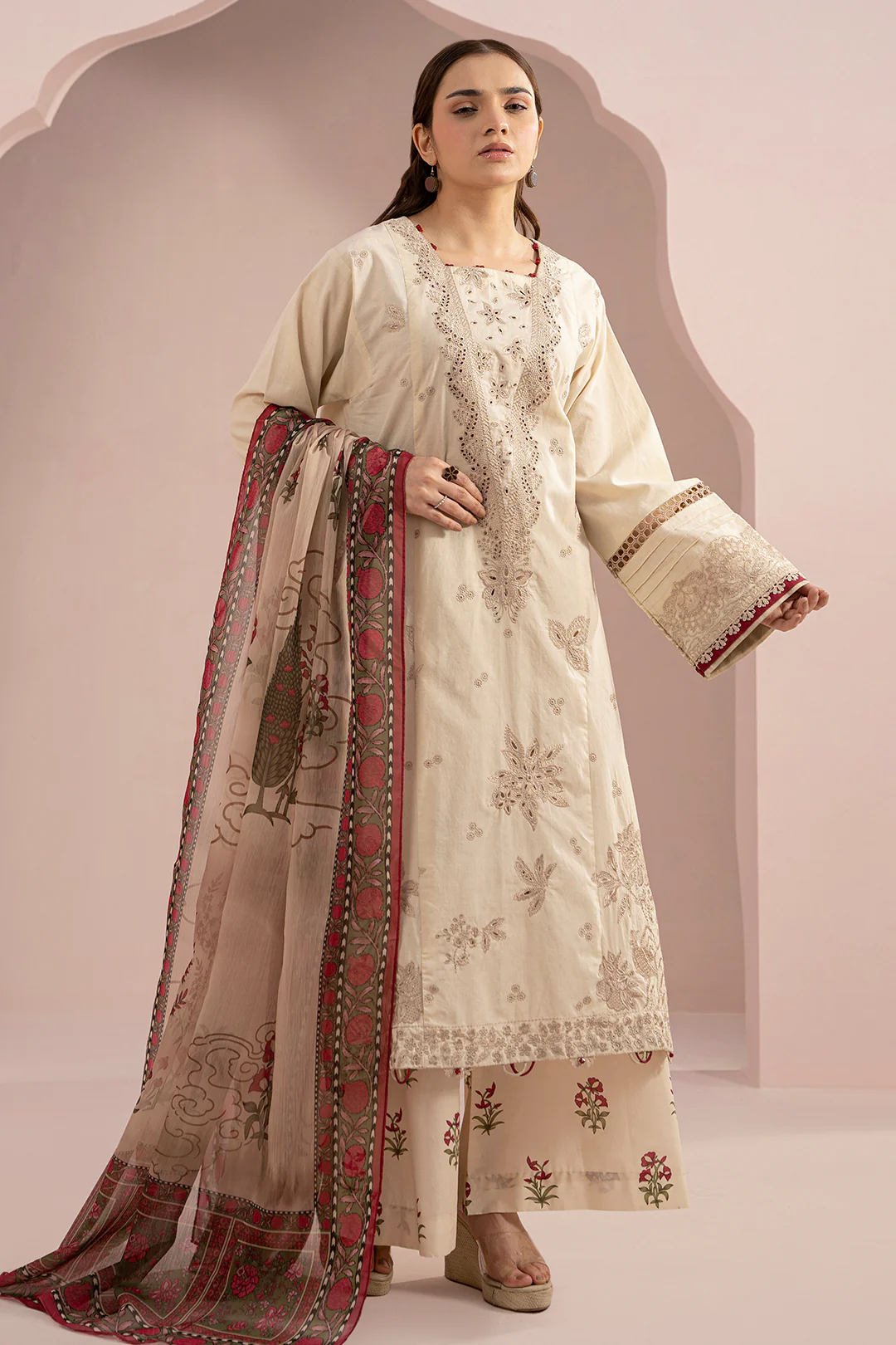 Embroidered Shirt Shalwar Dupatta - 0360 - Image 2