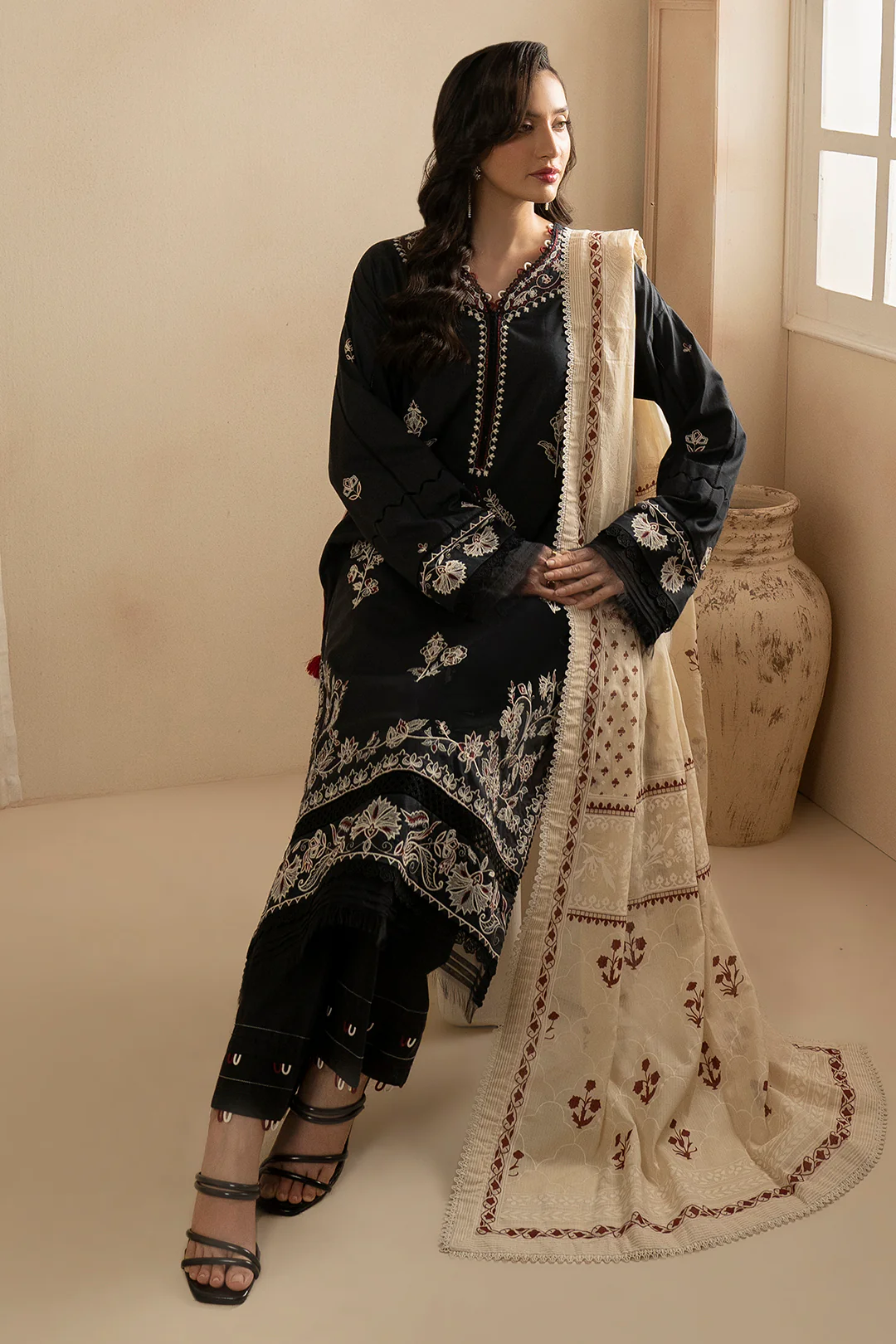 Embroidered Shirt Shalwar Dupatta - 0362 - Image 10