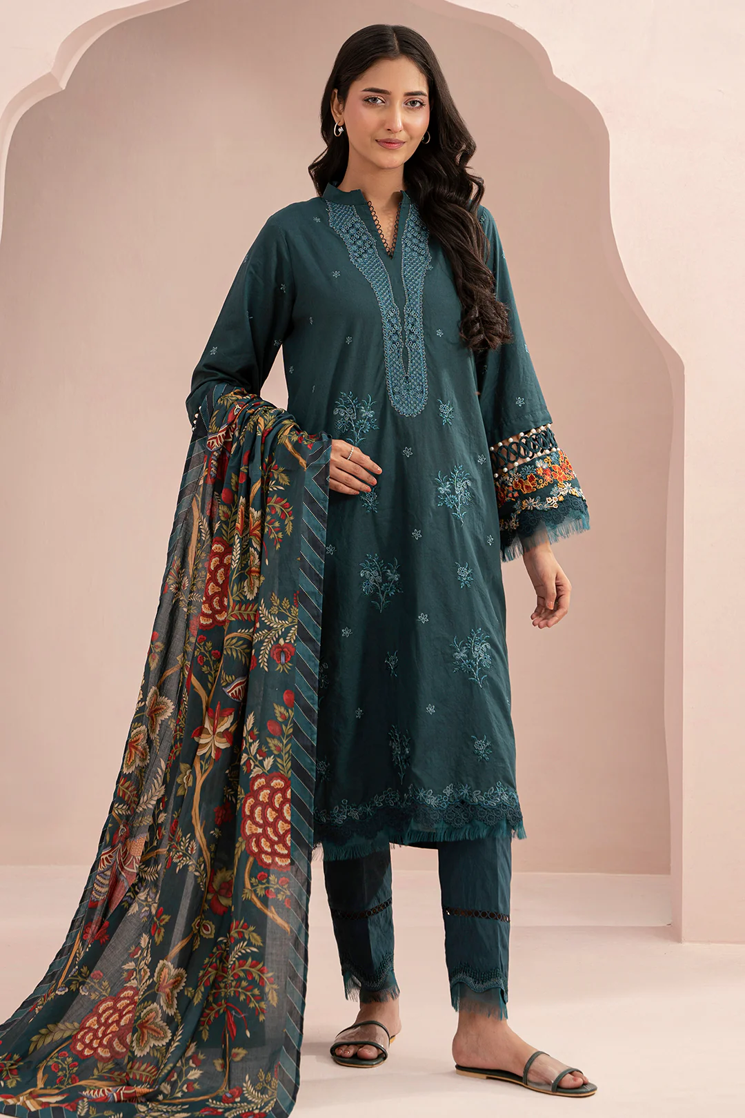 Embroidered Shirt Shalwar Dupatta - 0364 - Image 2