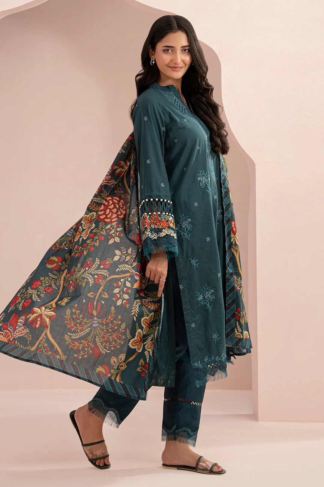 Embroidered Shirt Shalwar Dupatta - 0364 - Image 4