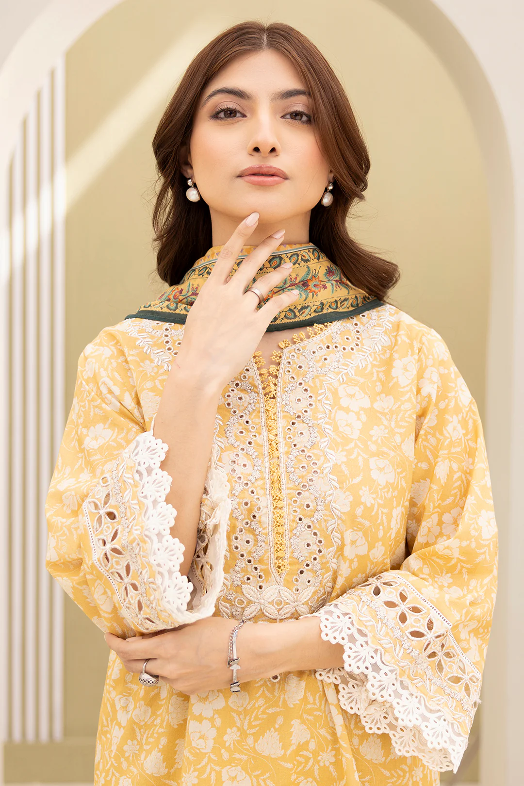 Embroidered Shirt Shalwar Dupatta - 0398 - Image 3