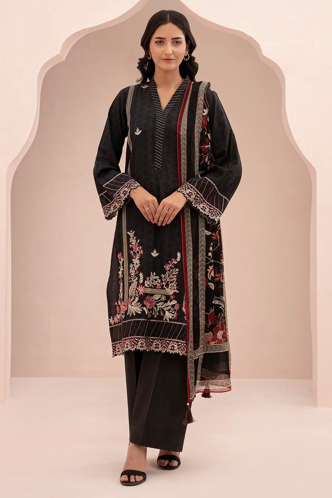 Embroidered Shirt Shalwar Dupatta - 0402 - Image 2