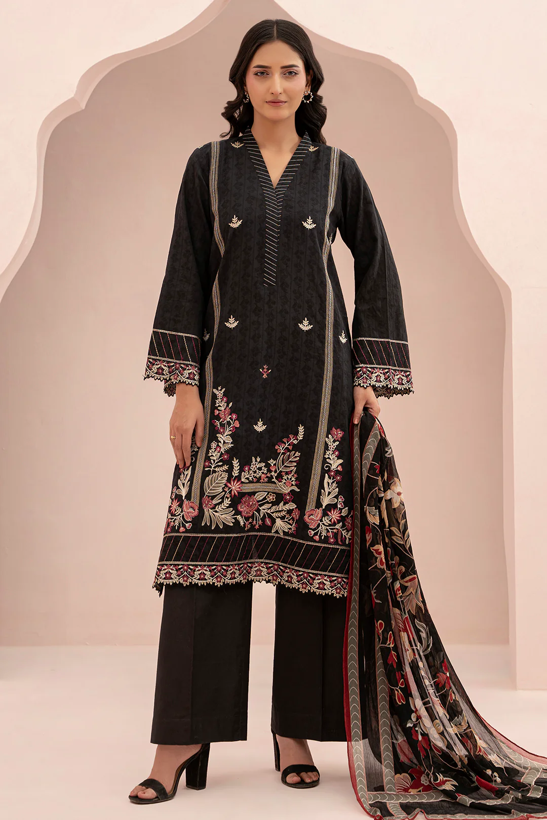 Embroidered Shirt Shalwar Dupatta - 0402 - Image 4