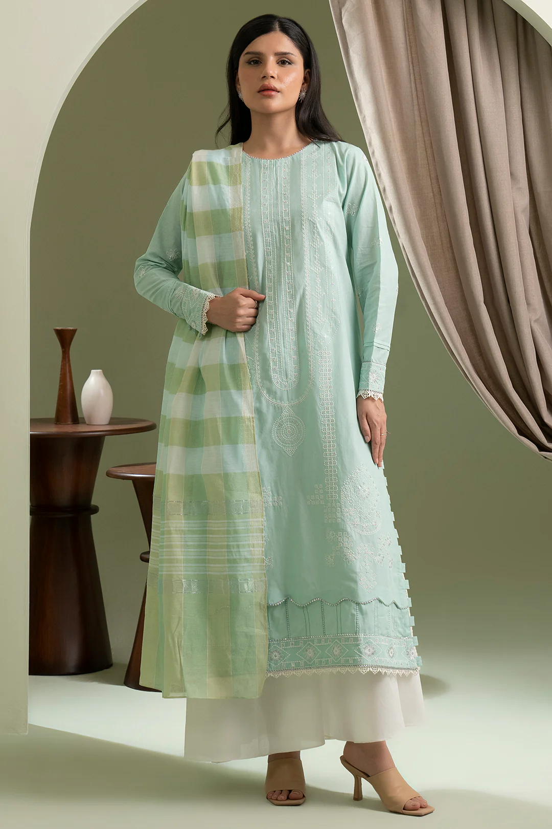 Embroidered Shirt Shalwar Dupatta - 0405 - Image 4