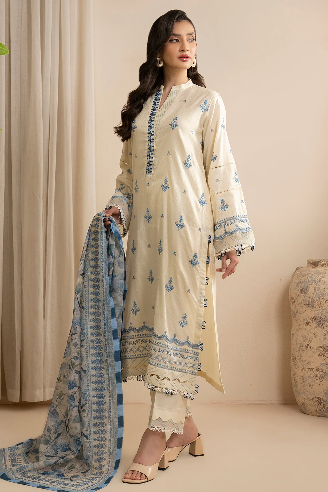 Embroidered Shirt Shalwar Dupatta - 0465 - Image 10