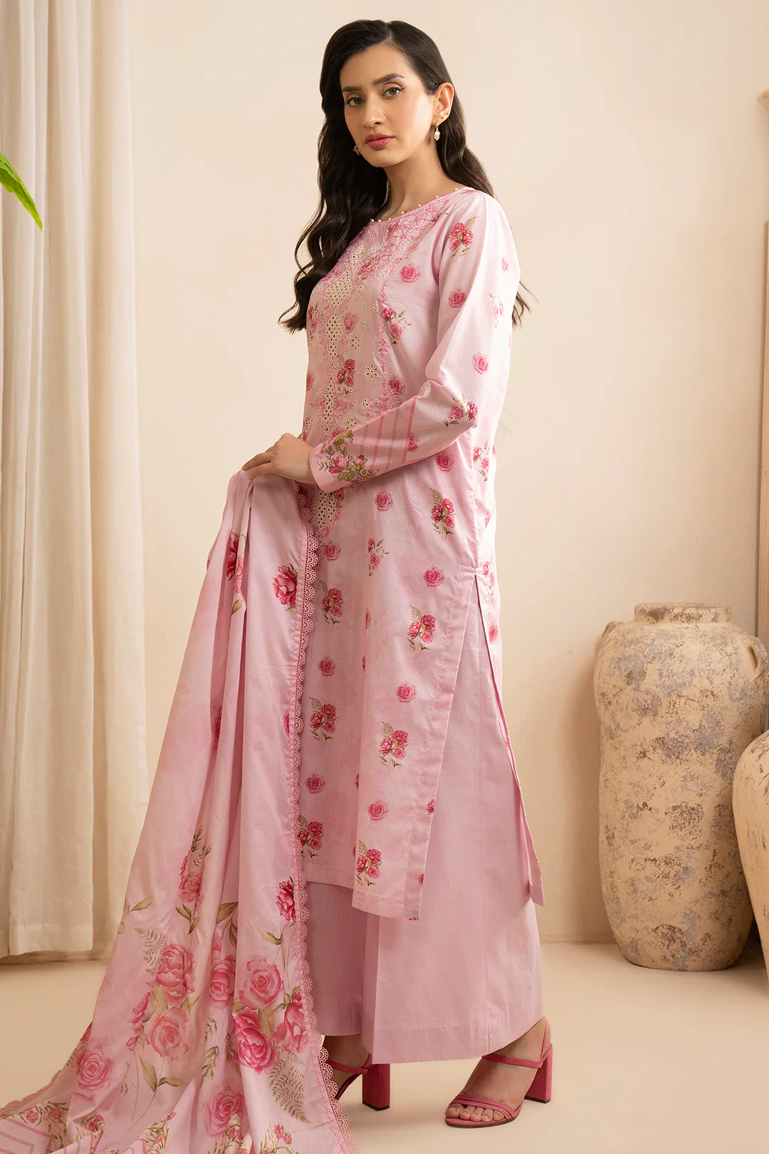 Embroidered Shirt Shalwar Dupatta - 0596 - Image 4