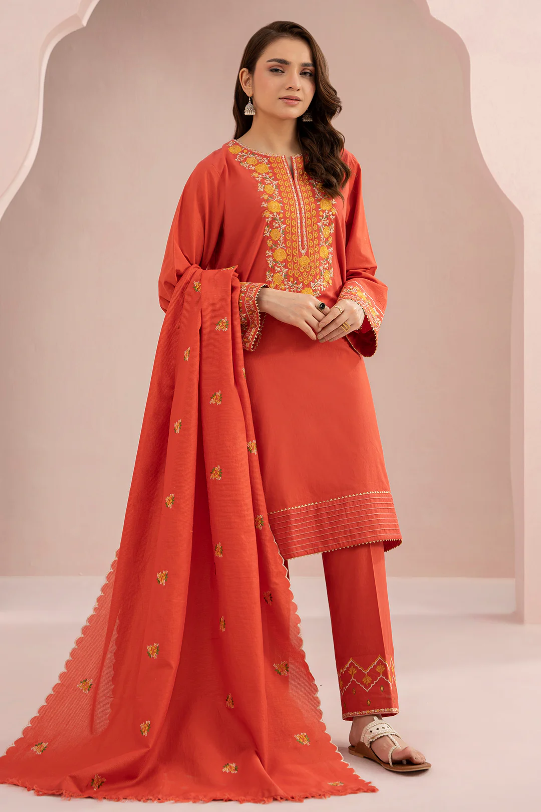 Embroidered Shirt Shalwar Dupatta - 0600 - Image 2