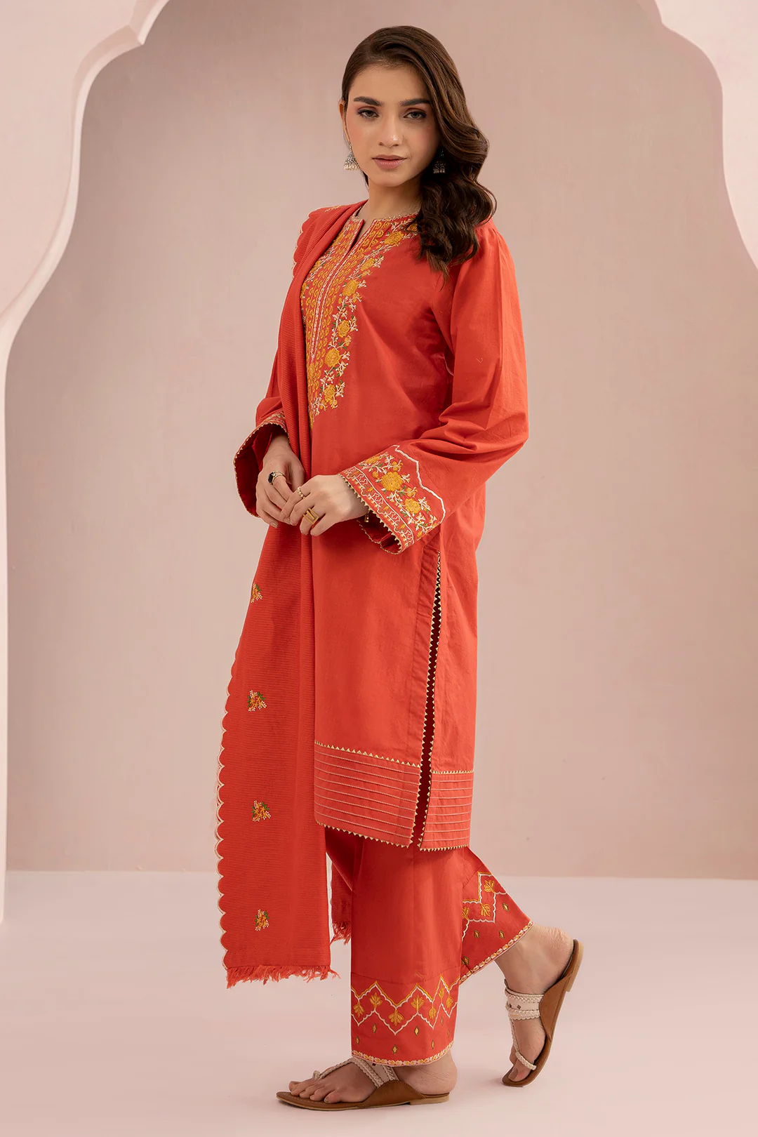 Embroidered Shirt Shalwar Dupatta - 0600 - Image 4