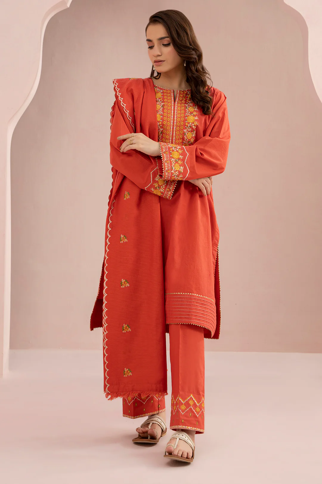 Embroidered Shirt Shalwar Dupatta - 0600 - Image 5