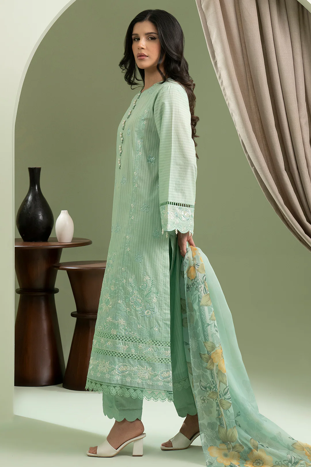 Embroidered Shirt Shalwar Dupatta - 0605 - Image 7