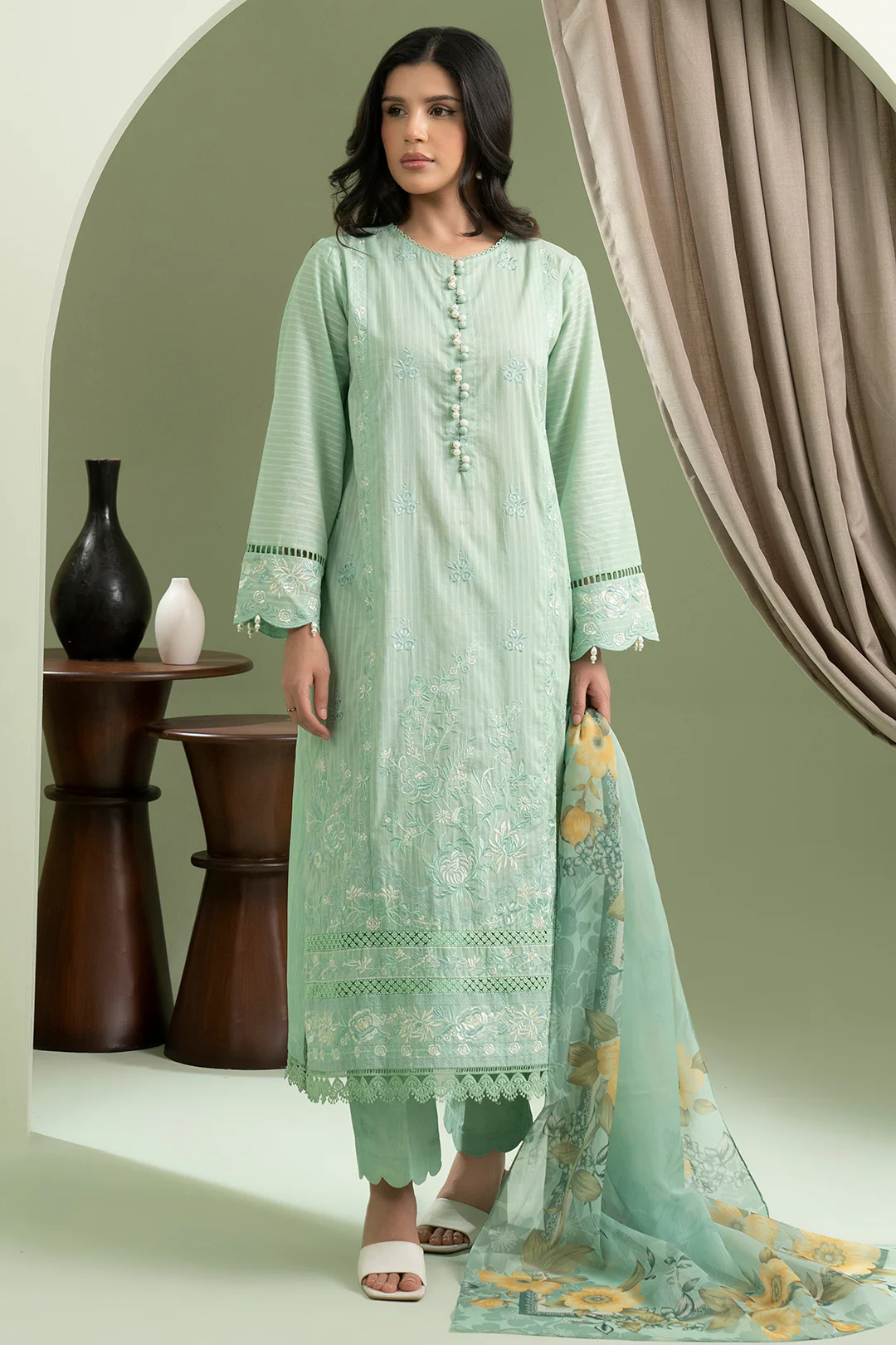 Embroidered Shirt Shalwar Dupatta - 0605 - Image 8