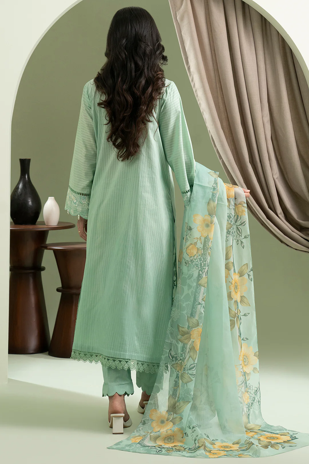 Embroidered Shirt Shalwar Dupatta - 0605 - Image 9