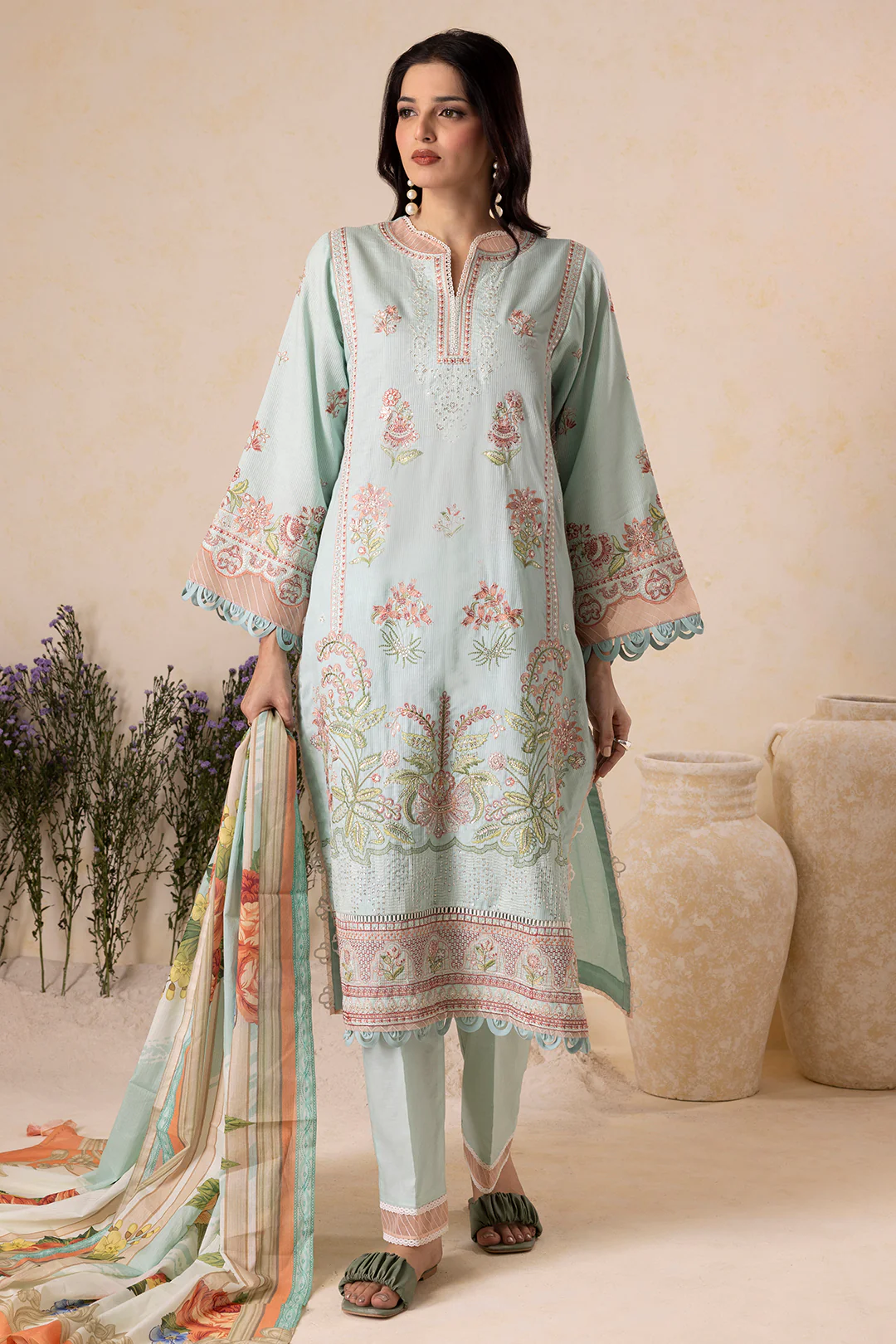 Embroidered Shirt Shalwar Dupatta - 0612 - Image 2