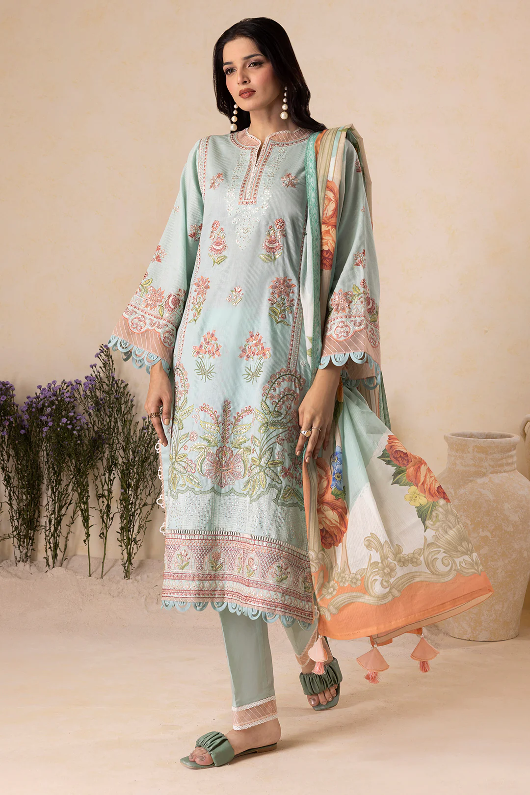 Embroidered Shirt Shalwar Dupatta - 0612 - Image 3