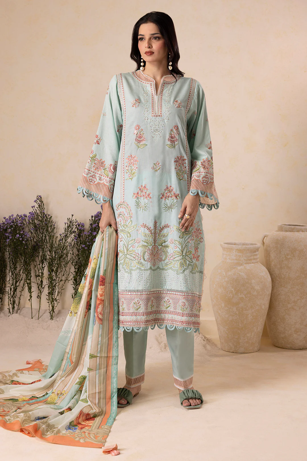 Embroidered Shirt Shalwar Dupatta - 0612 - Image 4