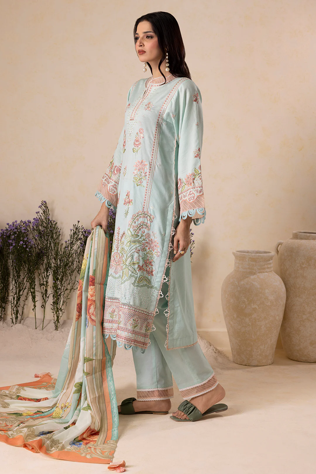 Embroidered Shirt Shalwar Dupatta - 0612 - Image 7