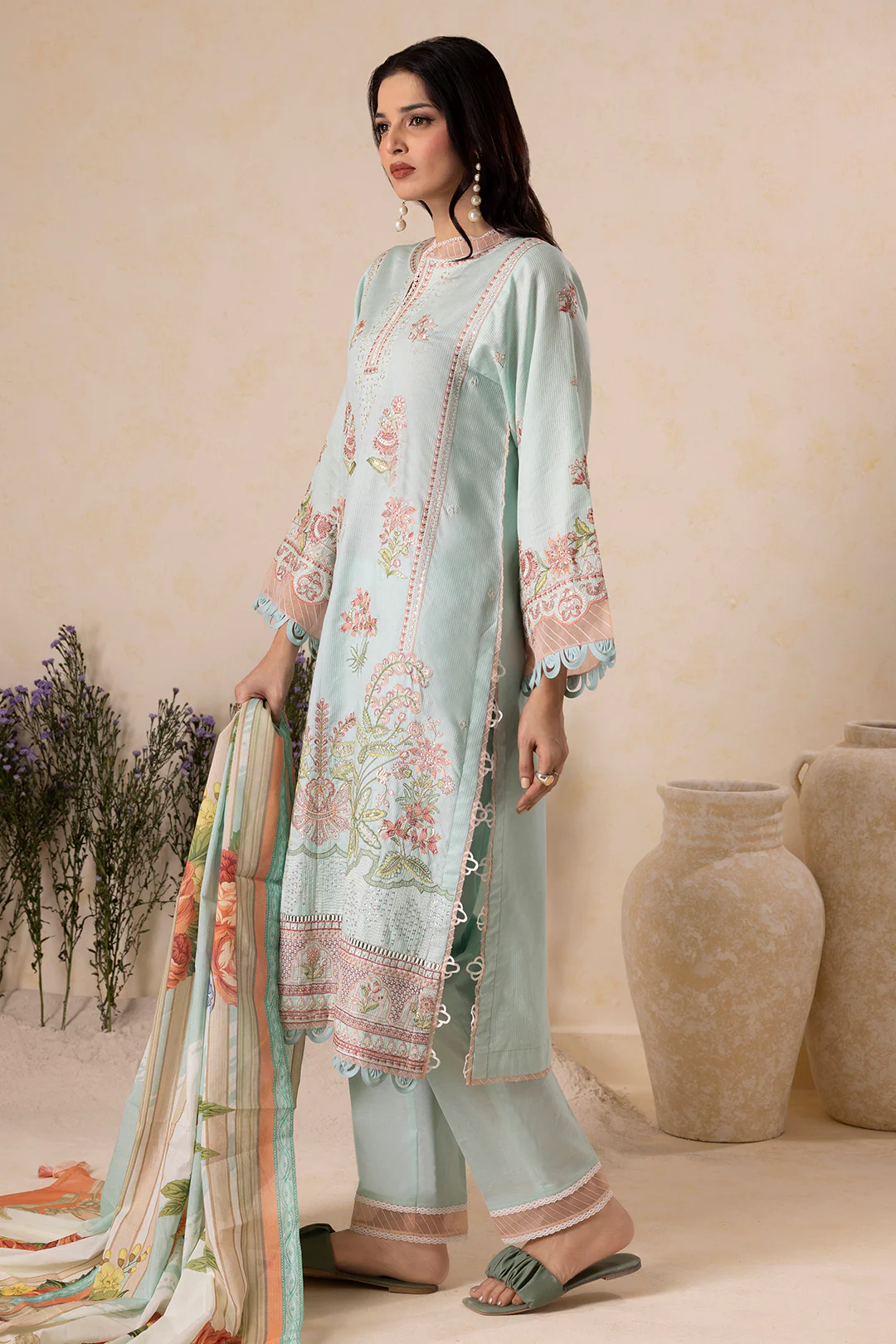 Embroidered Shirt Shalwar Dupatta - 0612 - Image 8