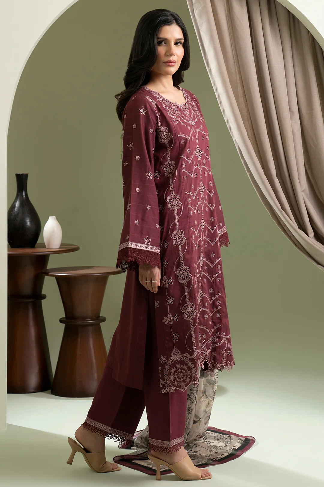 Embroidered Shirt Shalwar Dupatta - 0615 - Image 9