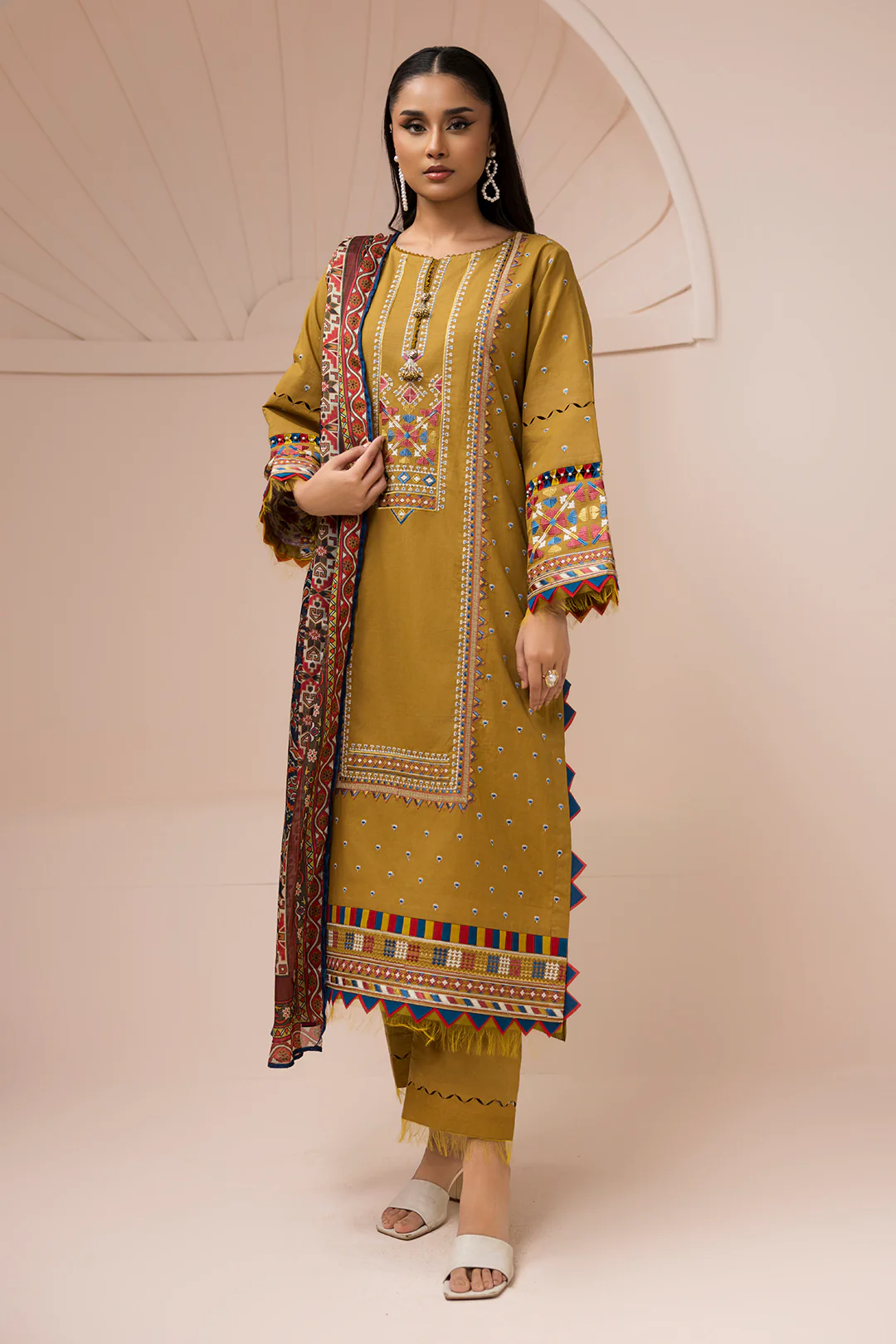 Embroidered Shirt Shalwar Dupatta - 0616 - Image 2