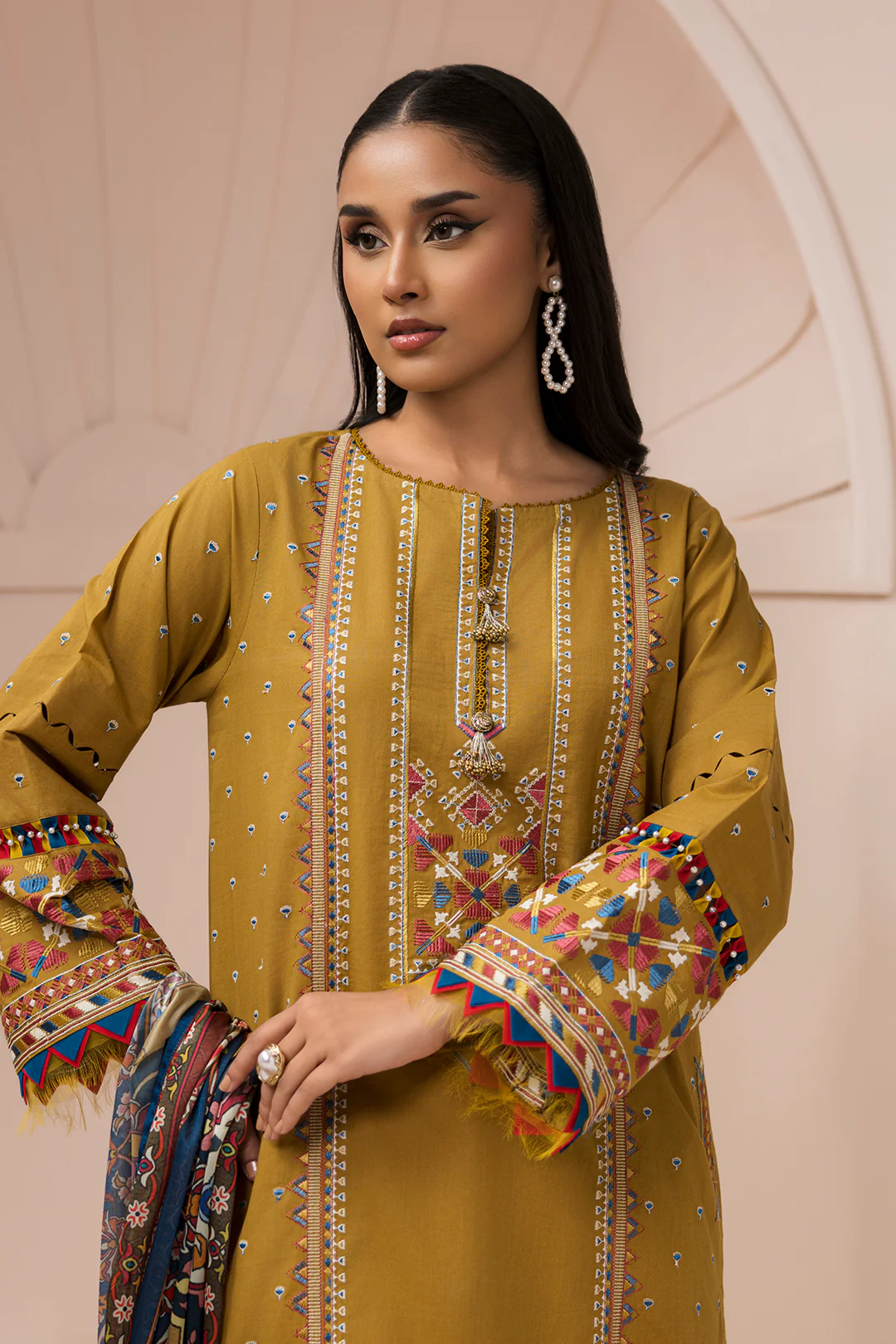 Embroidered Shirt Shalwar Dupatta - 0616 - Image 3