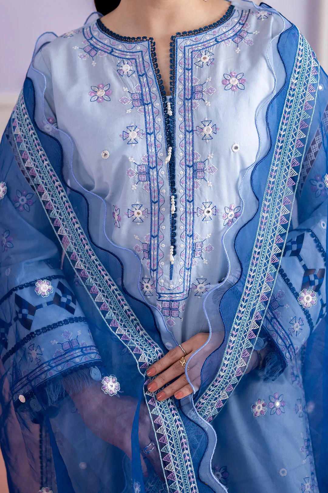 Embroidered Shirt Shalwar Dupatta - 0618 - Image 8