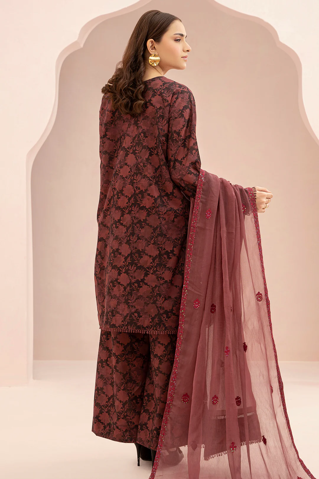 Embroidered Shirt Shalwar Dupatta - 0674 - Image 8