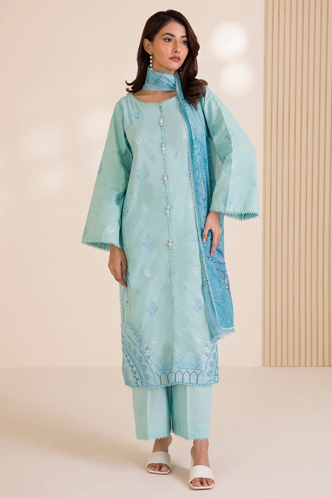Embroidered Shirt Shalwar Dupatta - 0680 - Image 9