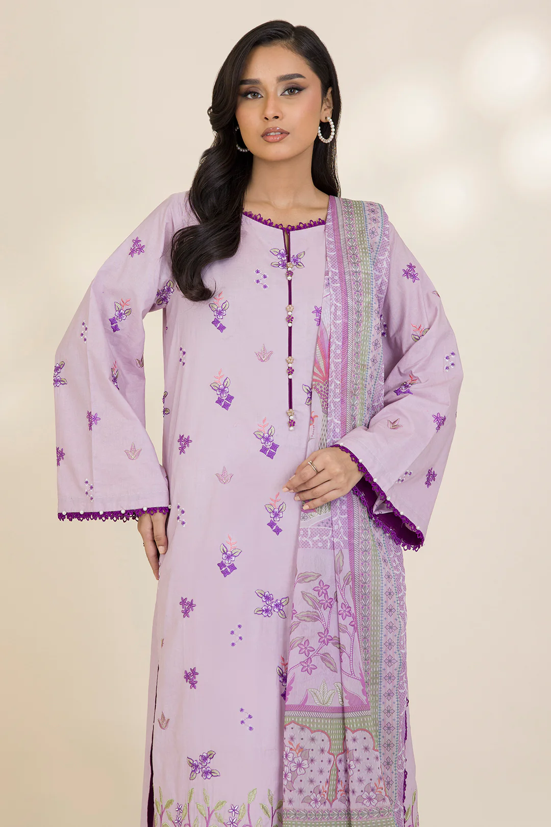 Embroidered Shirt Shalwar Dupatta - 0682 - Image 5